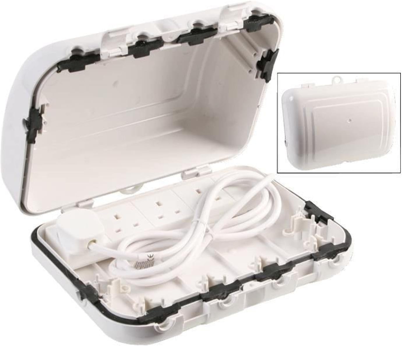 Pro Elec IP64 Outdoor Enclosure with 4 Gang 2 m Extension Lead - White