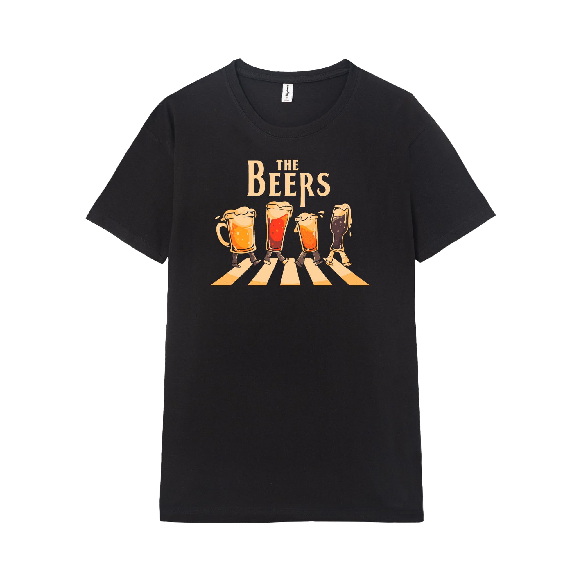 Pampling T-Shirt 100% Cotton with Short Sleeve, Unisex Fit with Original Patterns in 5 Sizes, T-Shirt Black, Model The Beers (XL)
