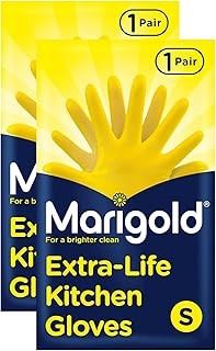 Marigold Unisex Gloves, Marigold Extra Life Kitchen Gloves Small, Yellow