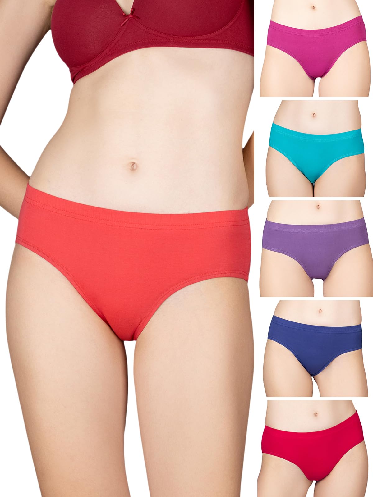 lux cozi Cotton Women's Plain Pack of 6 Solid Hipster Panties (Colors and Prints May Vary)-picture-22