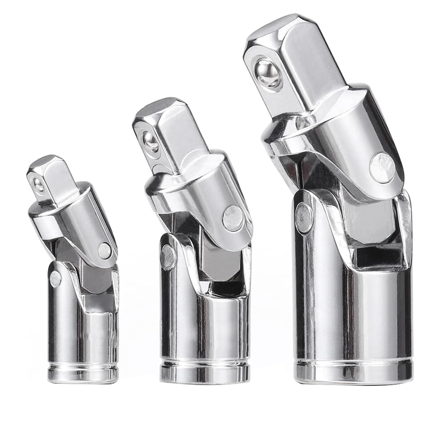 MTQY 3PCS Universal Connector Socket Set Chrome Vanadium Steel Swivel Socket Adaptor Set 1/4 inch 3/8 inch 1/2 inch Drive Universal Connector Set