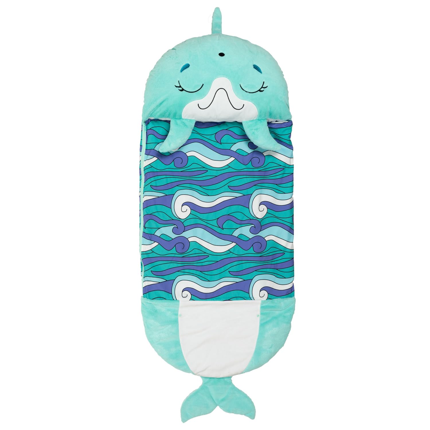 Happy Nappers Pillow & Sleepy Sack Medium Dolphin 54" Comfy, Cozy, Compact, Super Soft, Warm, All Season, Sleeping Bag with Pillow