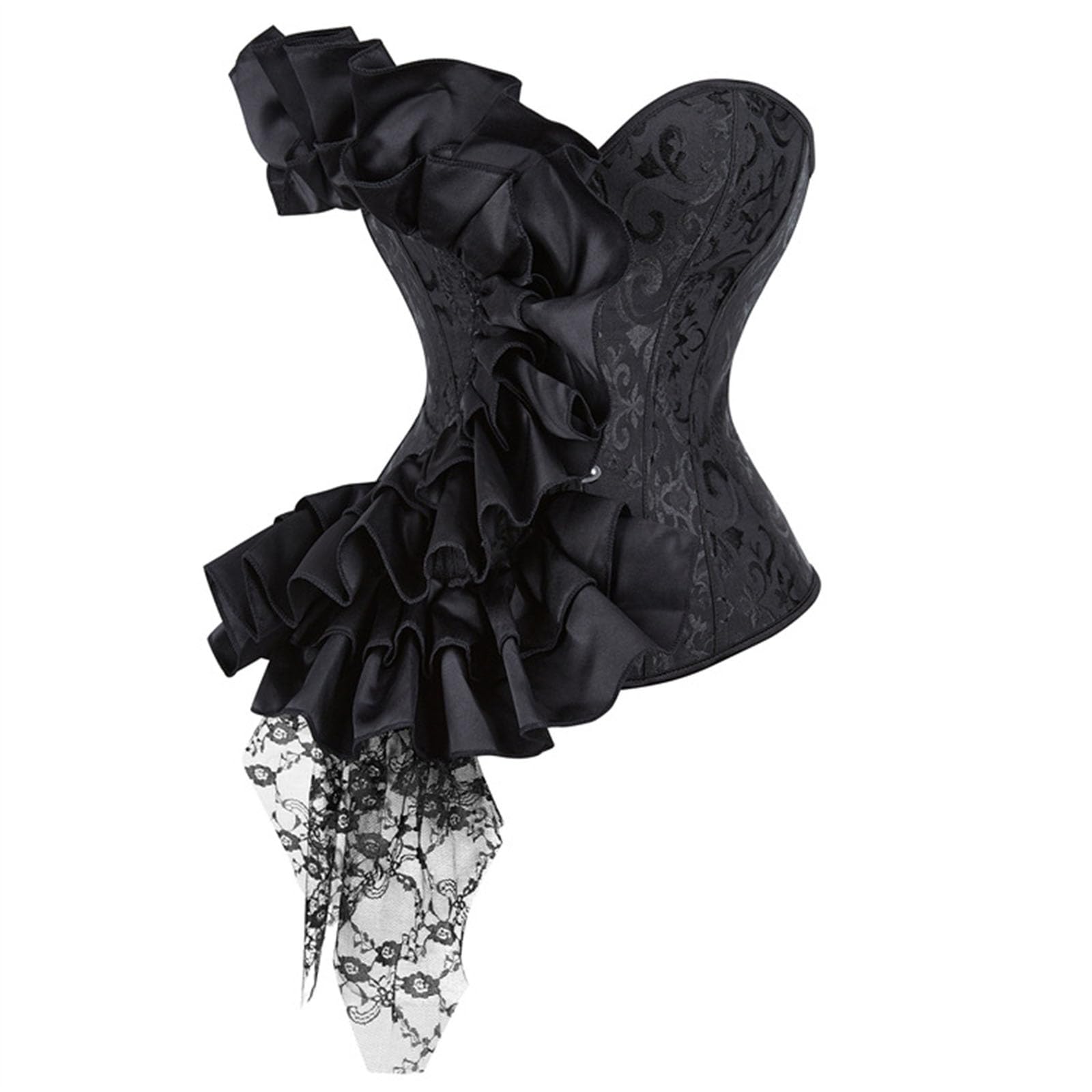 MICFENY Royal Styles Lace Bustier Ruffle Corset Shapewear For Women Daily Wear And Formal Occasion Cocktail Party Costume Props