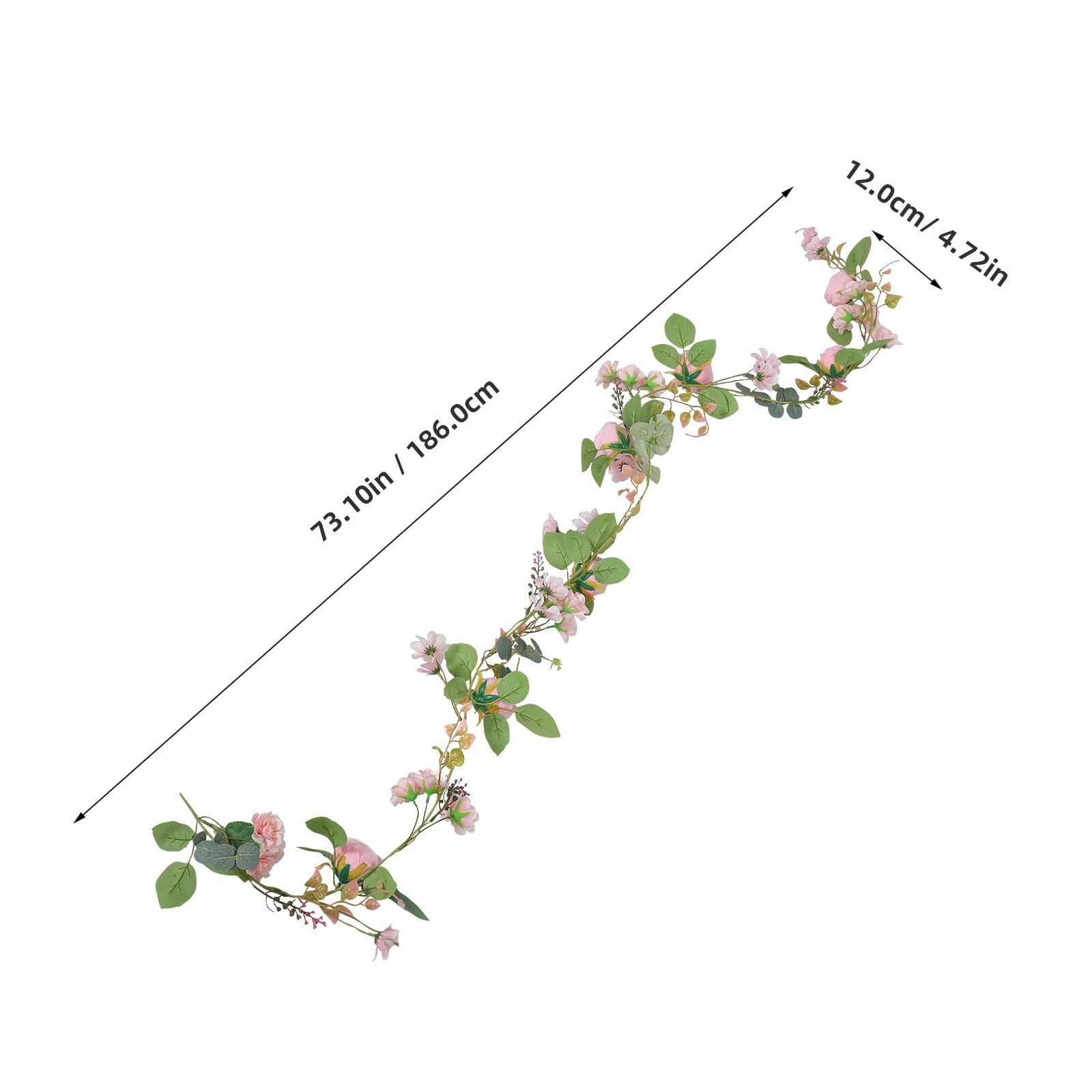 VALICLUD Ghirlanda di Fiori Artificiali Eucalipto e Piccole Margherite, Decorazione Floreale Primaverile per Matrimoni e Feste, Ghirlanda di Foglie Finte Verde da Interno per Centrotavola