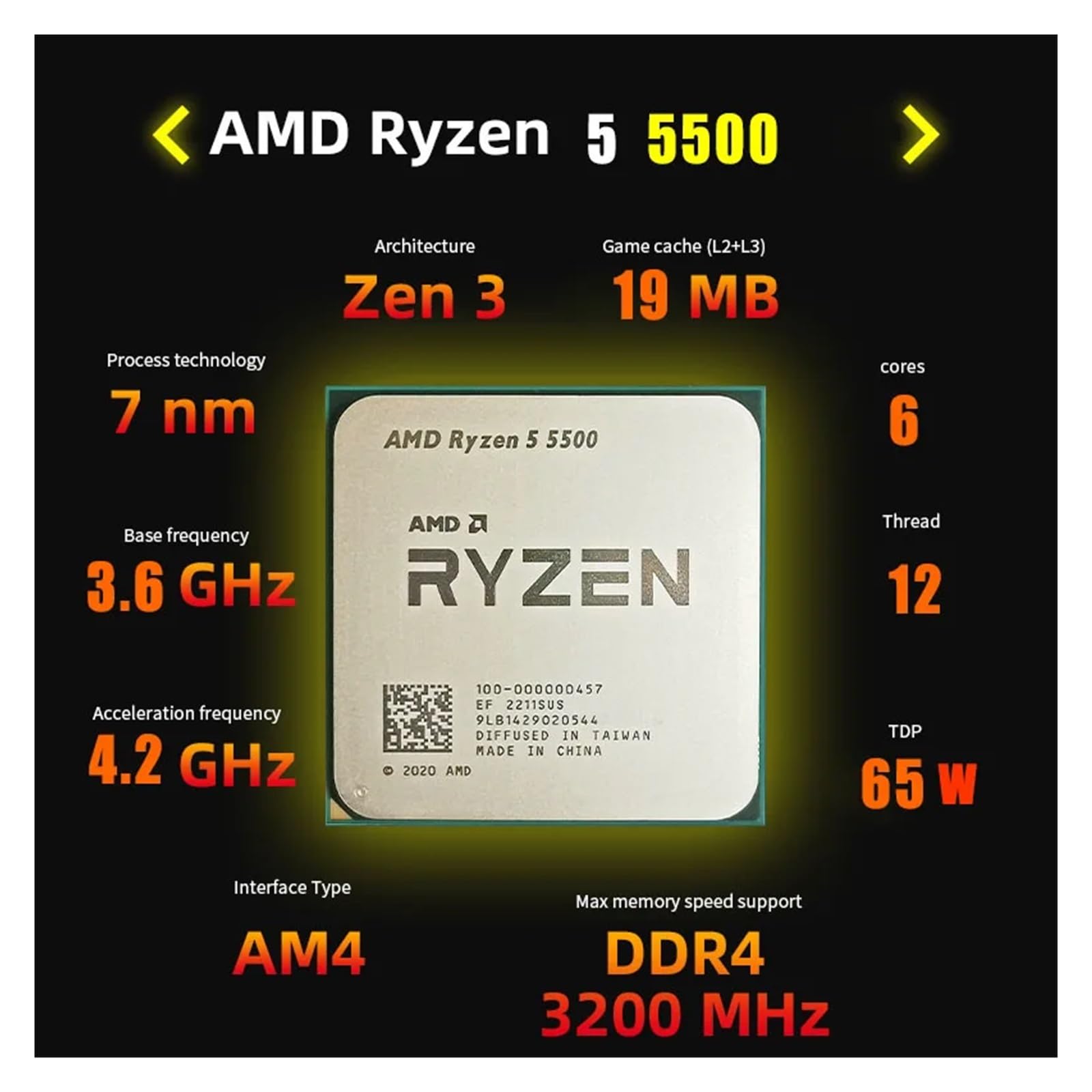 CPU AMD Ryzen 5 5500 CPU Amazon.com: AMD Ryzen 5 5500 6-Core, 12-Thread Unlocked