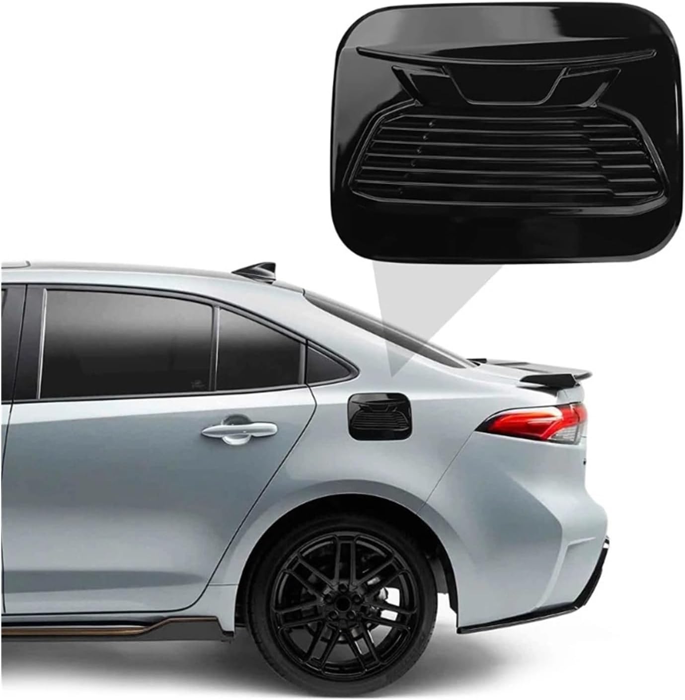 1 Pc Car Fuel Tank Cover Lid Trim Vehicle Oil Filler Gas Cap Exterior Door Decoration ABS Sticker Decal Compatible For Corolla 2019-2021(Silver)