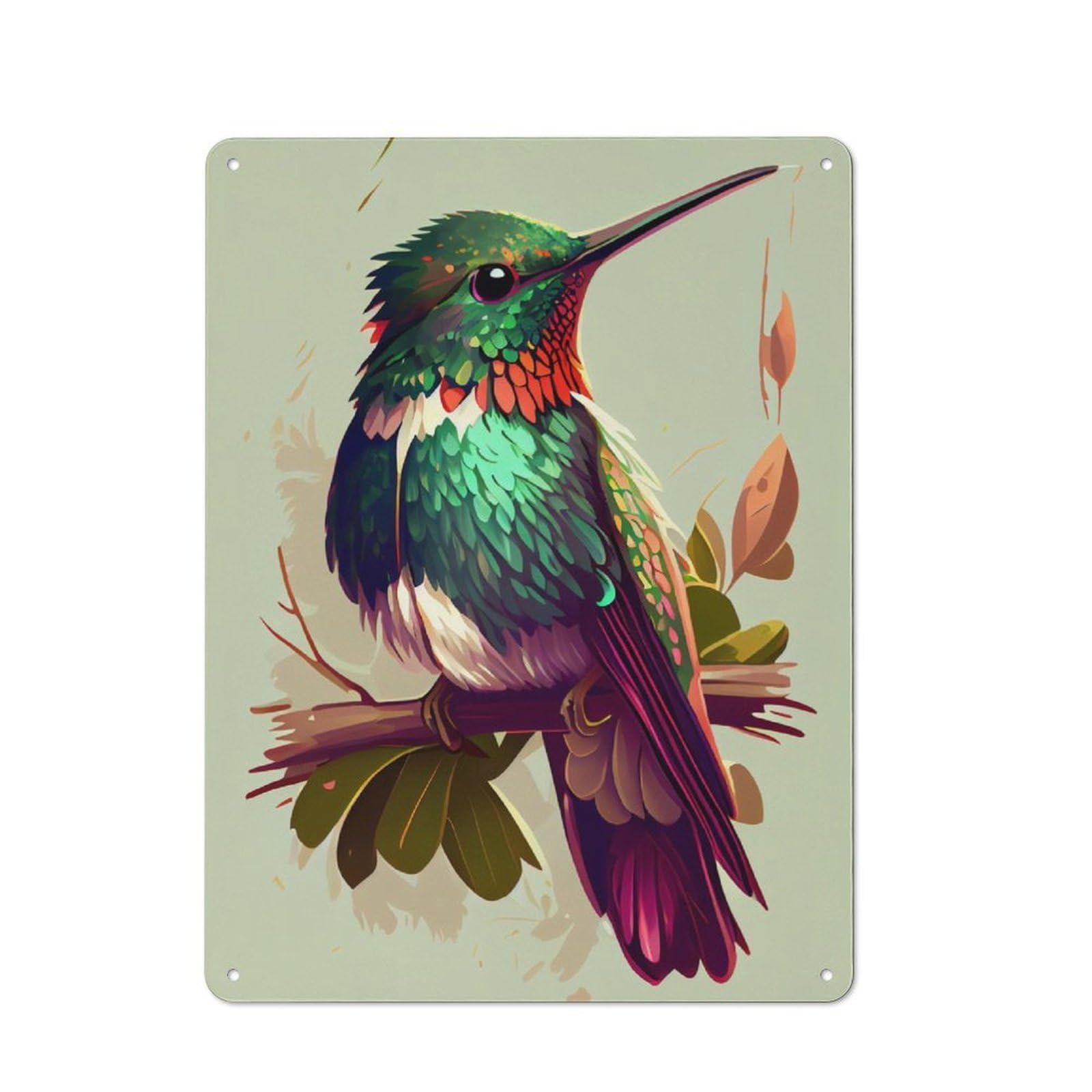 Junmoney Hummingbird Cartoon Printed Metal Sign 40X30cm For Living Room Or Hallway, For Home Wall Decor Collectors