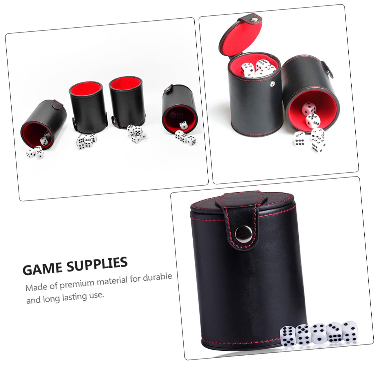 BESTonZON 3 Sätze Würfelbecher-Set Würfelbecher aus Kunstleder Halter für Spielwürfel Würfel Zahlenwürfel Tassen stapeln Werkzeug Aufbewahrungsbehälter für Würfel aus Leder Pu
