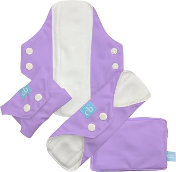 Reusable Feminine Pads Regular with Pouch, Medium Absorbency - Lavender | 3 Pack | OEKO-TEX Standard 100 Certified | Cloth Pads | Washable & Reuseable | Soft & Comfortable