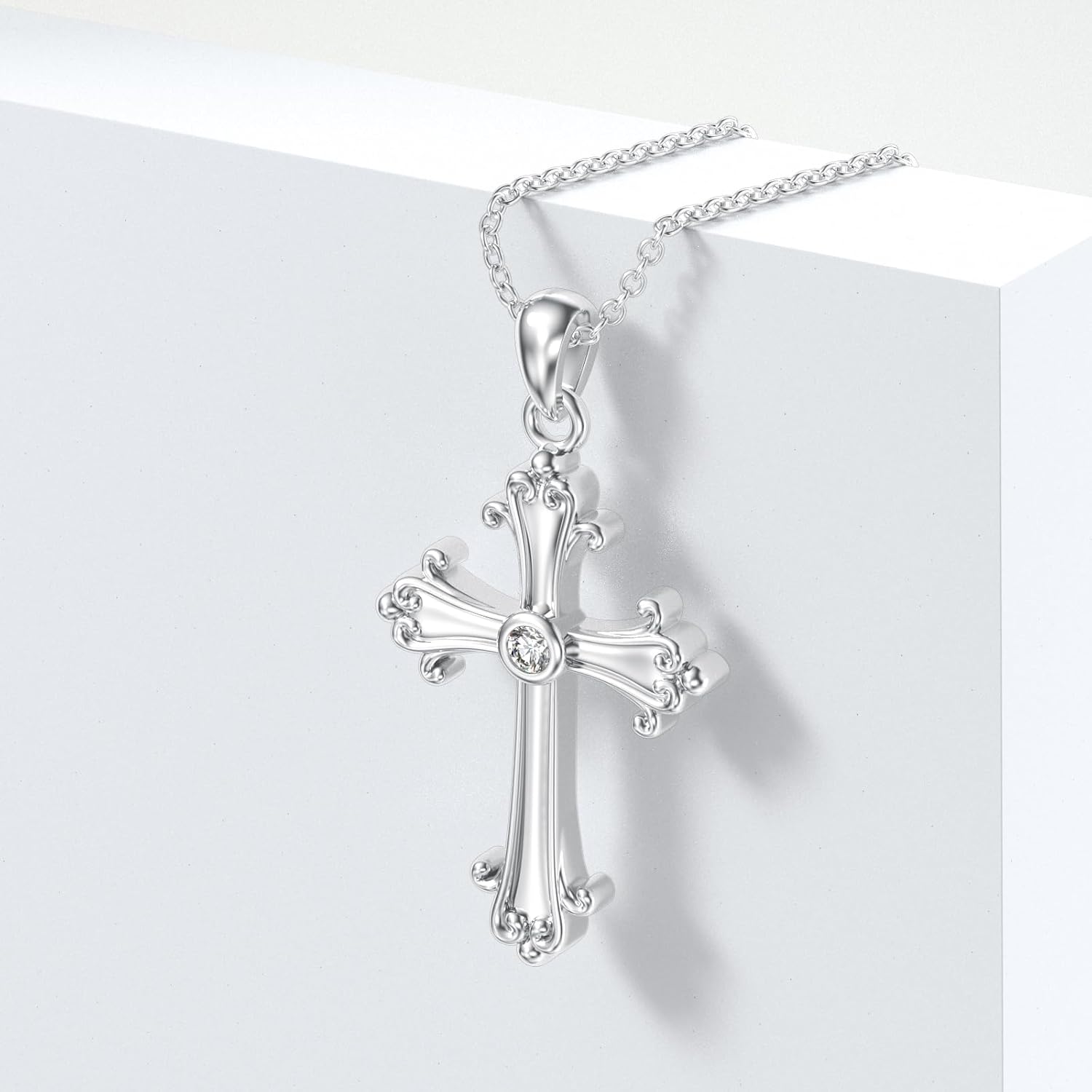 Diamond Cross Necklace for Women 925 Sterling Silver Cross Pendant Necklace with Lab Grown Diamonds Jewelry Gifts for Women - Image 4