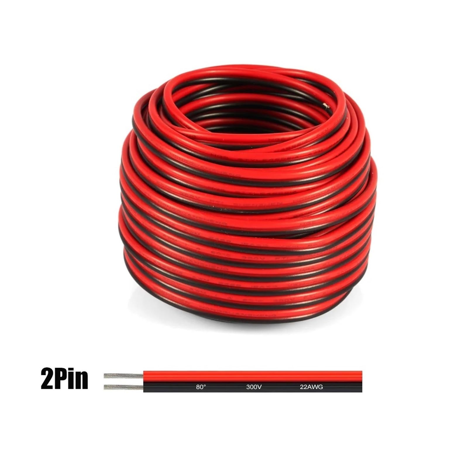 1-30m 2Pin Izolowany PVC Czerwony Czarny Kabel Przewód Elektryczny Do Taśmy Żarówka Złącze U Nas Państwo Lampy Głośniki Akumulator Samochodowy(Red Black,30m 18 AWG)