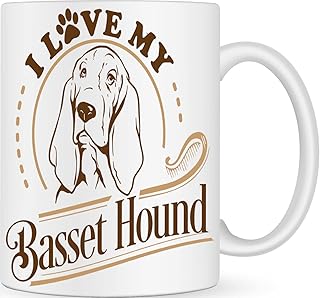 I Love my Basset Hound Handmade Novelty Dog Breed Mug - Best Dog Mum and Dad Gifts for Dog Lovers - Customised Coffee Mug for Dog Owner - Dog Walking Gifts - Personalised Pet Gifts for Men and Women