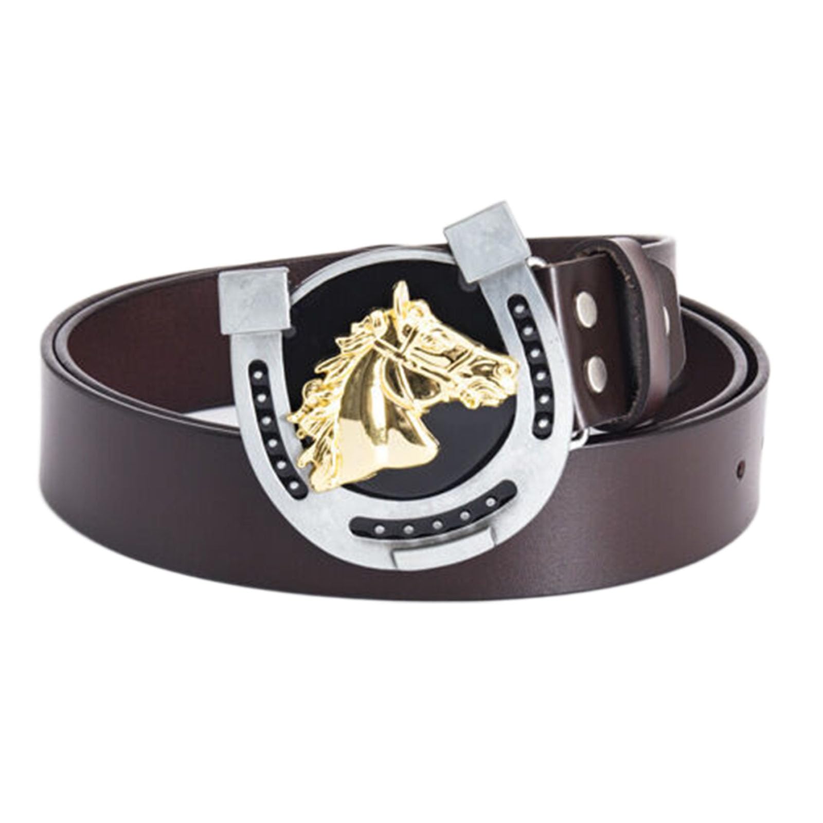 Jiary Unisex Brown ,130Cm/51.2'',Mens Belts Horse Series, Cowboy Western Leather Belts For Men With Horse Head Pattern Alloy Buckle