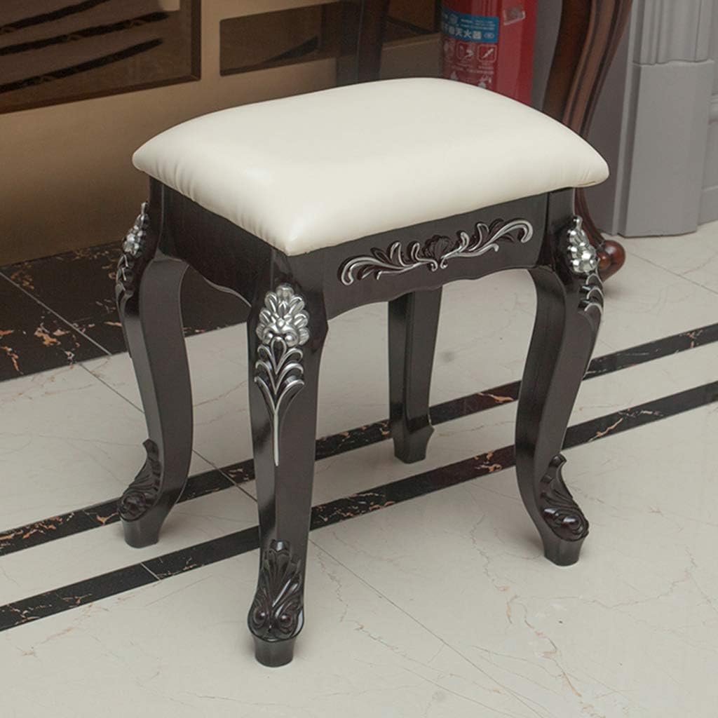 Vanity Benches Vintage Dressing Table Stool Padded Bench Chair Makeup Seat Baroque Piano Chair with ABS Plastic Steel Legs for Bedroom
