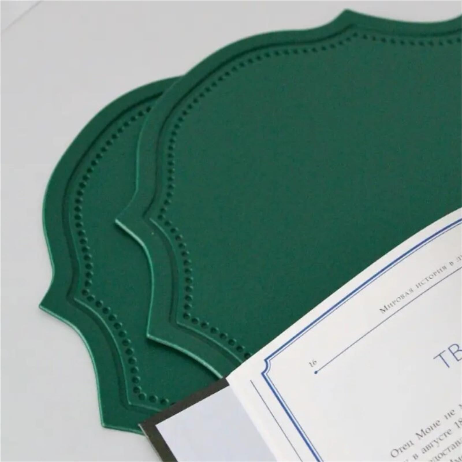 Faux Leather Placemats Lot de 1/4/10 Sets Table ovales en Similicuir Vert, Dessous Verre, décoration à Manger(Blue,30x43cm 10pcs)