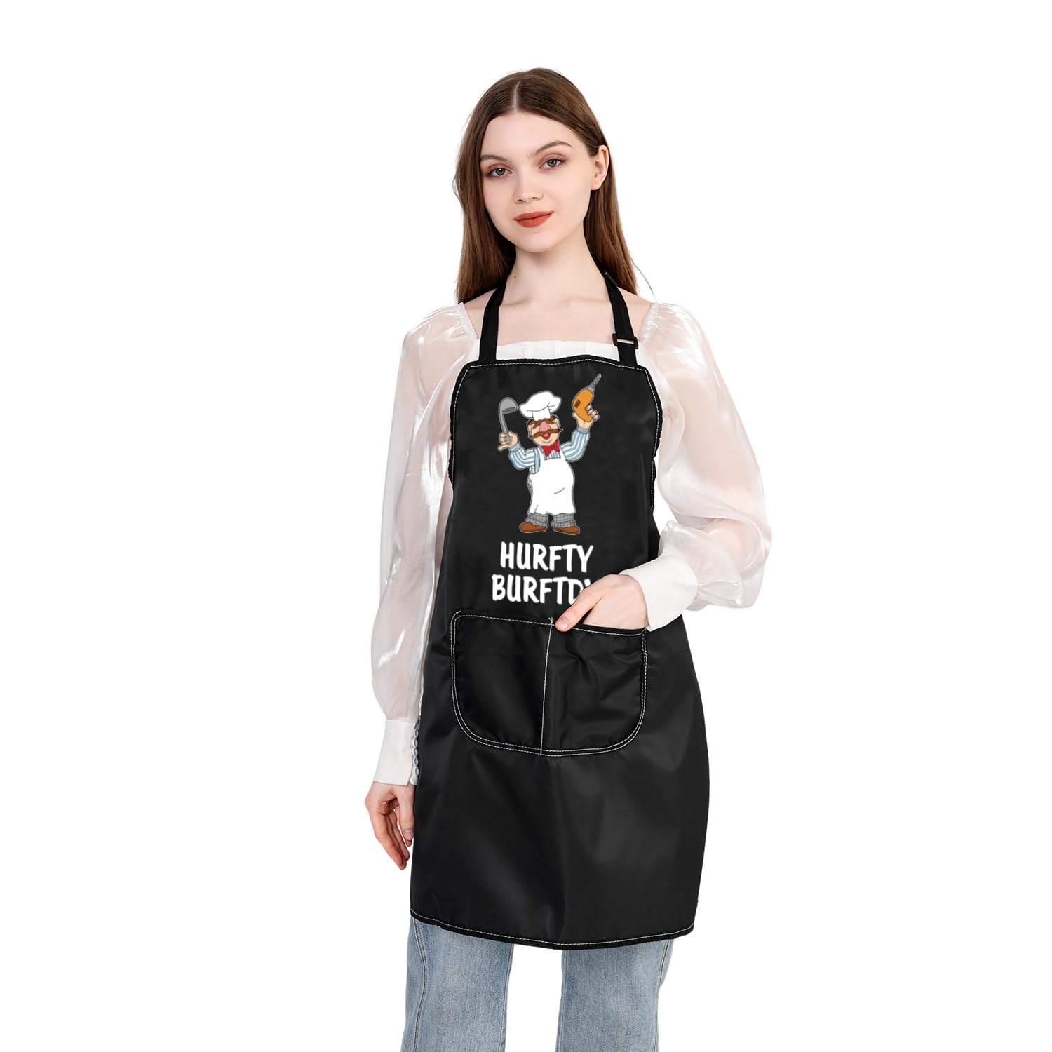 PLITI Swedish Chef Kitchen Apron TV Show Fans Gifts for Grilling & Baking Chef Gift Food Baking Lover Gifts Bakery Apron (Hurfty Birth APU)