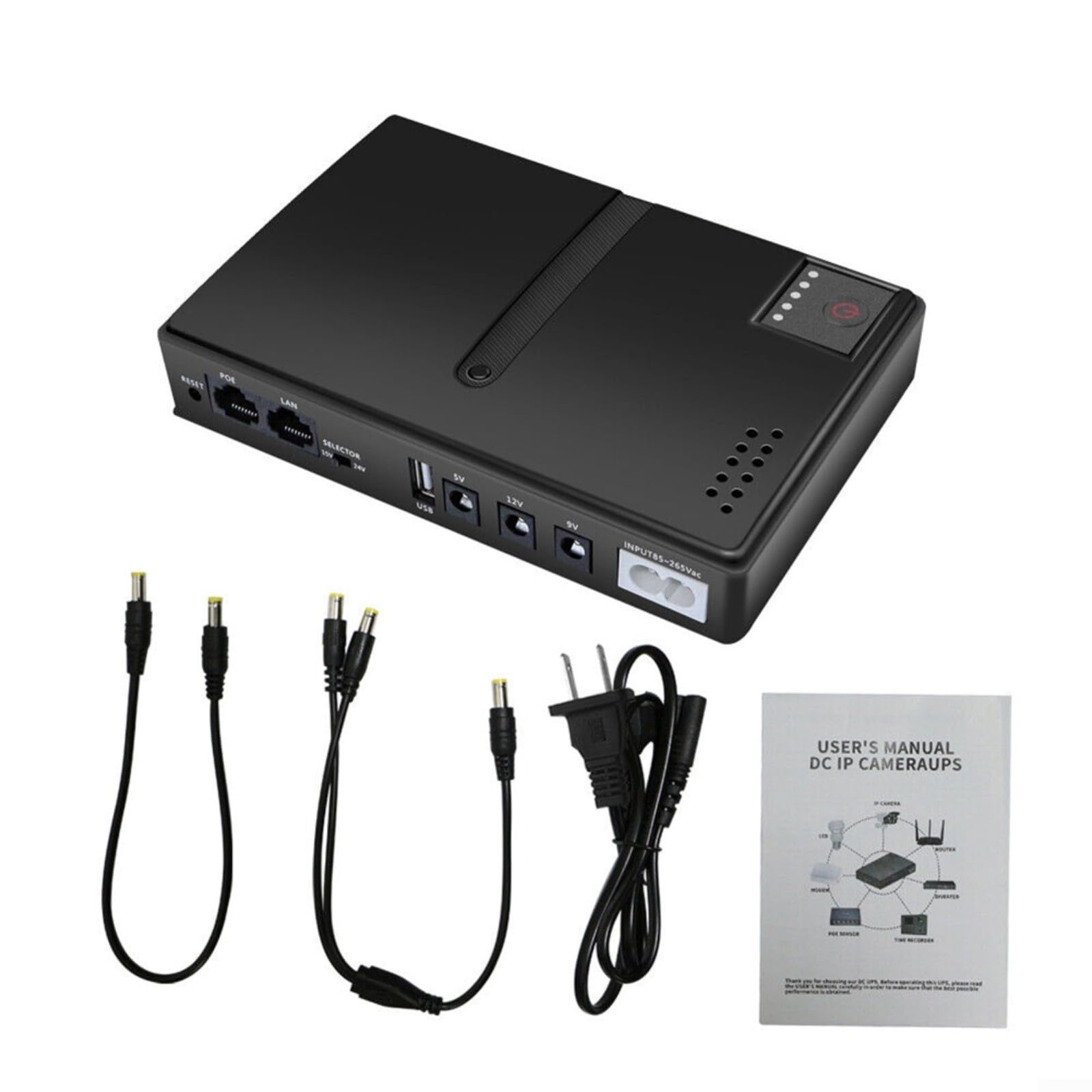 Zasilacz bezprzerwowy UPS 5 V/9 V/12 V Wyjście wielonapięciowe Zapasowy zasilacz akumulatorowy do routerów WIFI Zasilacz zapasowy z przypomnieniem o niskim poziomie naładowania akumulatora