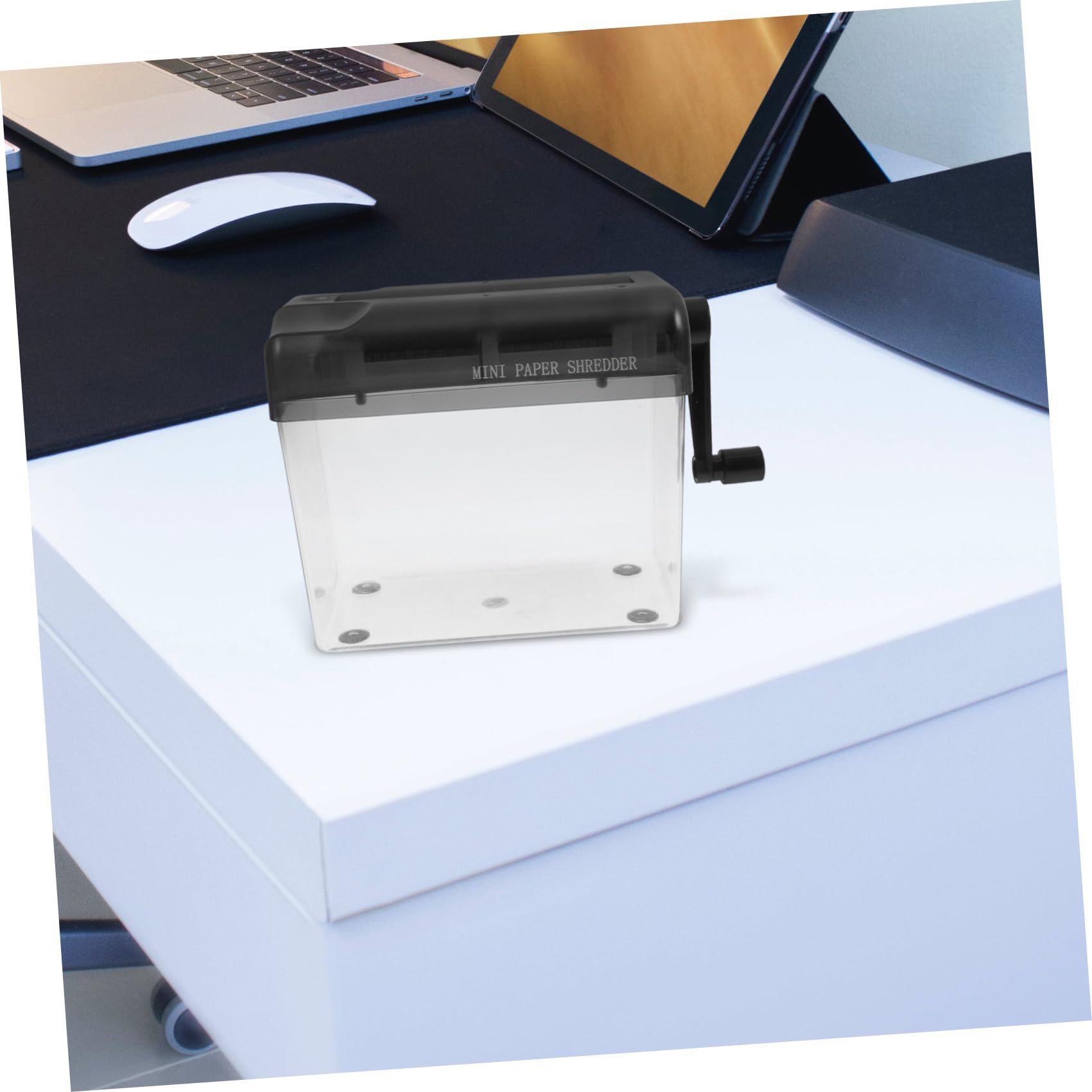 Destructeur Papier Manuel Compact Noir en Abs et Acier Inoxydable