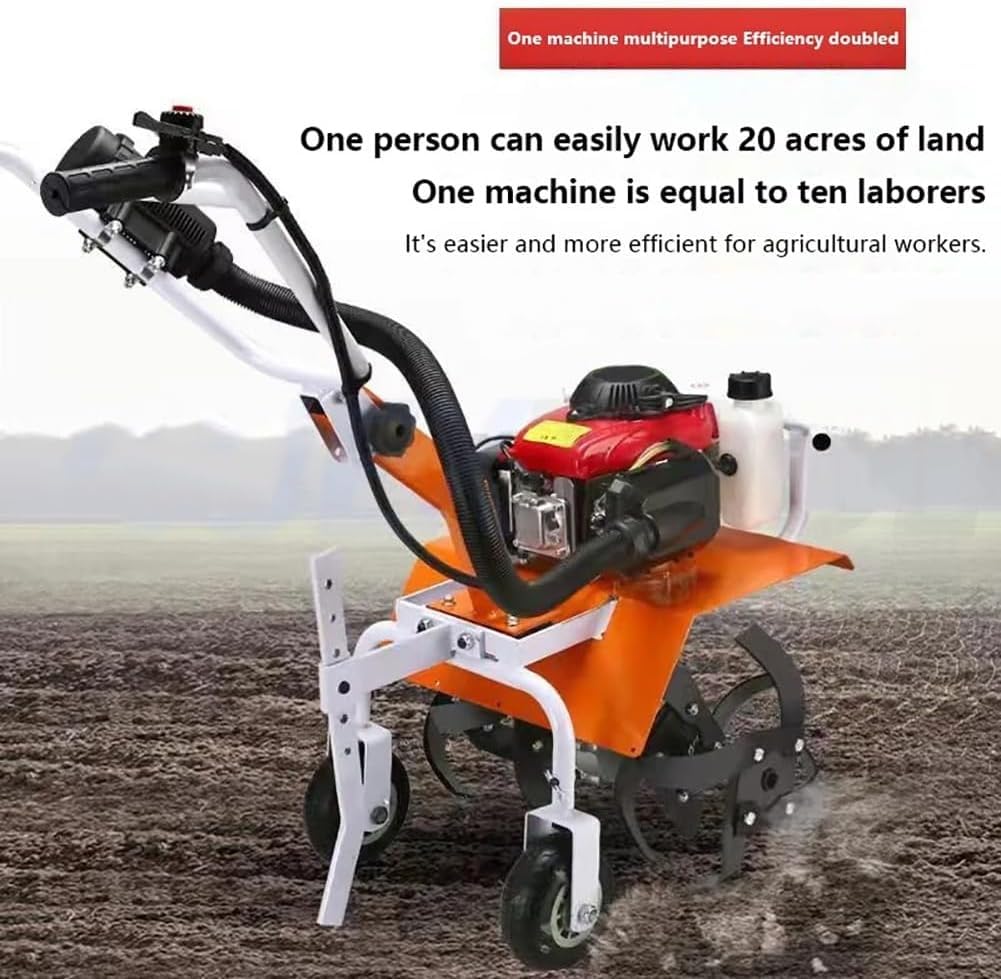 4-suwowy glebogryzarka benzynowa, kultywator ogrodowy, 9000 obr./min, zbiornik paliwa 1,2 l, głębokość robocza 15 cm, mini rotowator do wydajnego kopania ogrodu