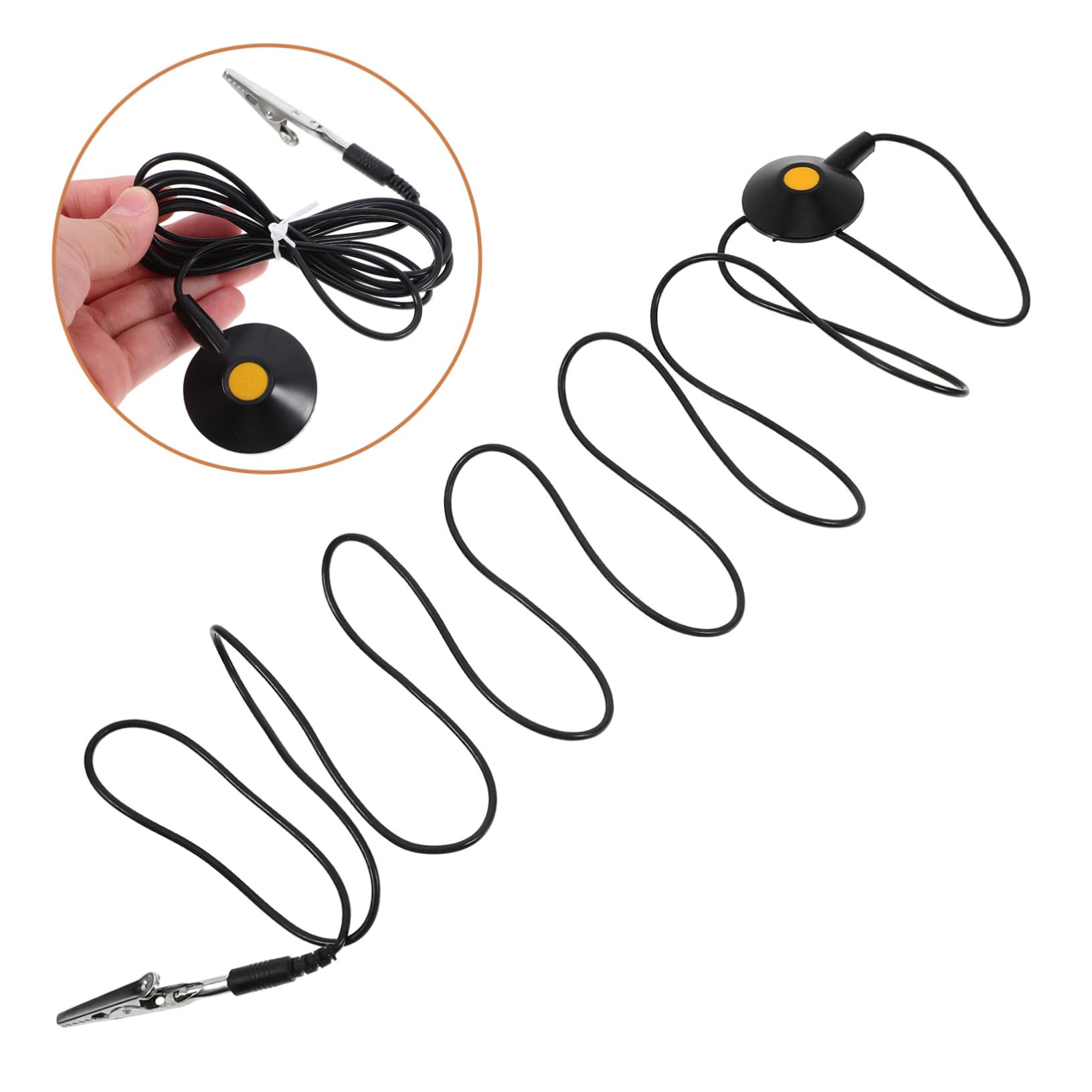 VILLFUL 2pcs ESD Cable ESD Sucker Grounding Receptacle Ground Cable Black