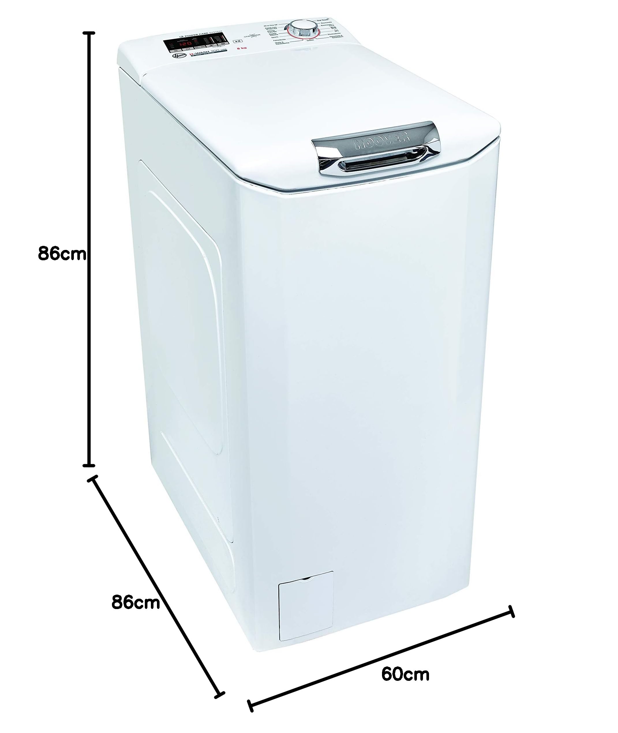 Hoover H-WASH 300 H3TC1482DACE/-84 Waschmaschine Toplader / 8 kg / 1400 U/Min/Power Care System/Gentle Touch Öffnungsmechanismus/All in One Programm/deutsche Bedienblende