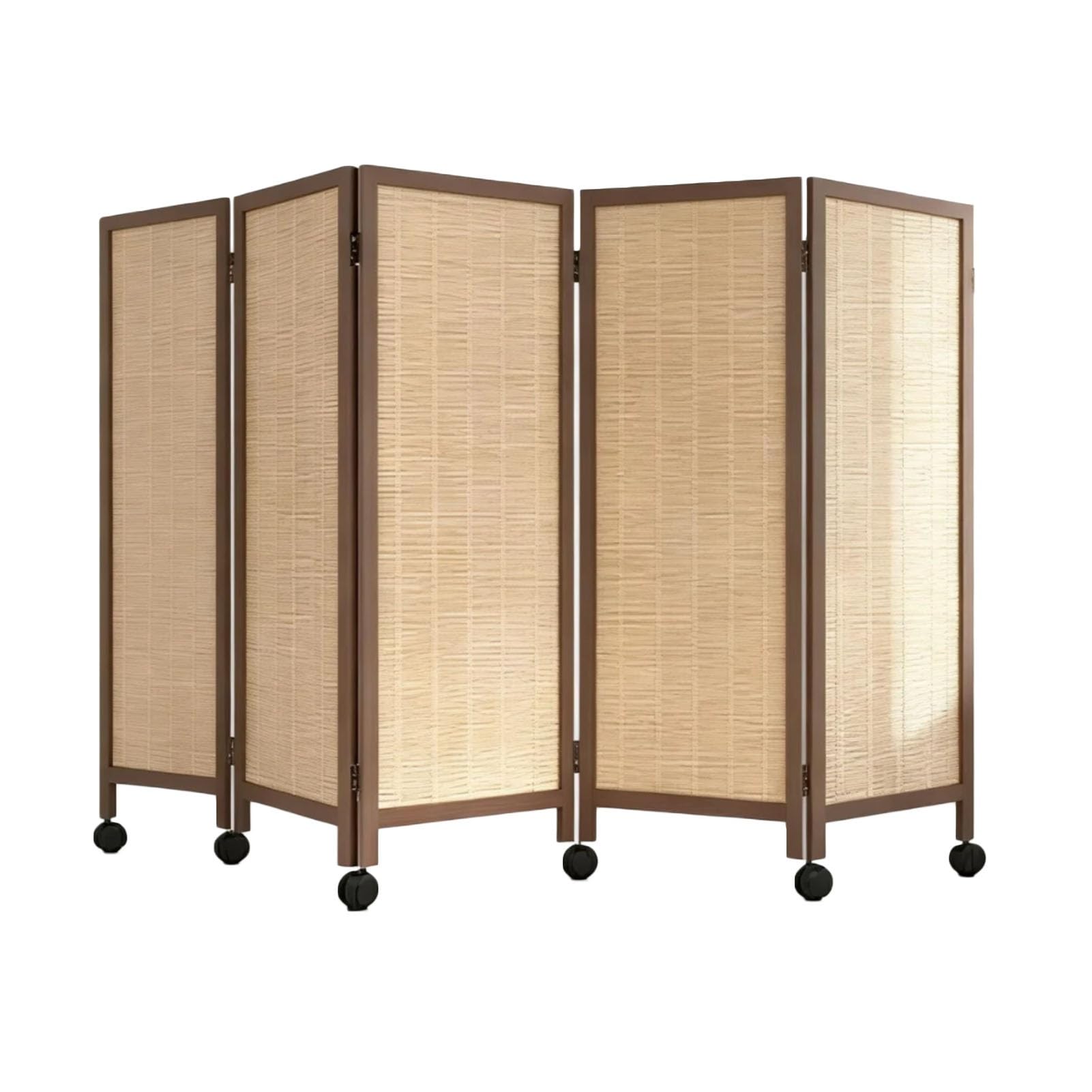 Floor-standing Partition Screen with Wheels,3-8 Panel Short Room Divider,Freestanding Room Partitions Wall,for Office Bedroom(80 x 40cm-5 panels)