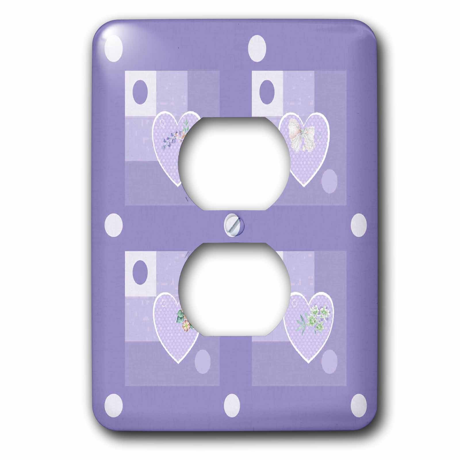 Prise de sortie violette coeurs et fleurs 3dRose lsp_236979_6