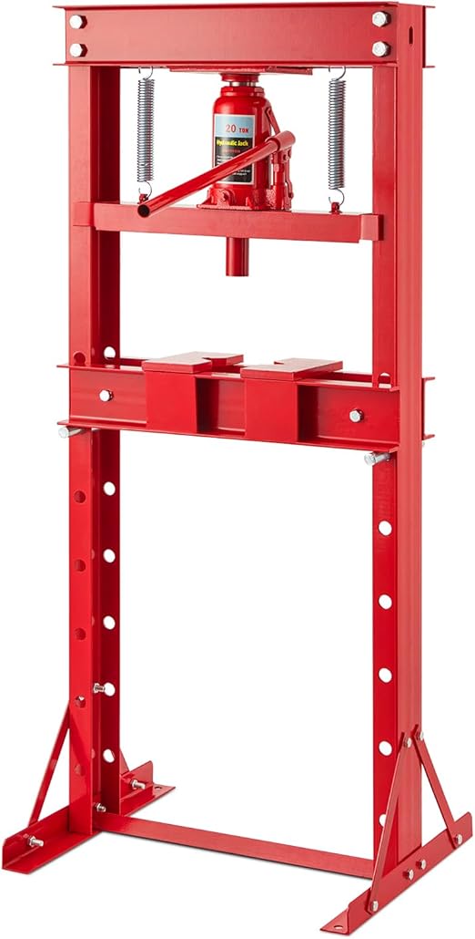 Garvee 20T Hydraulic Press, Hydraulic Shop Press, H-Frame Benchtop Hydraulic Press with 2 Press Plates, Garage Floor Shop Press, Adjustable Work Table Height, Heavy Duty Press, Red