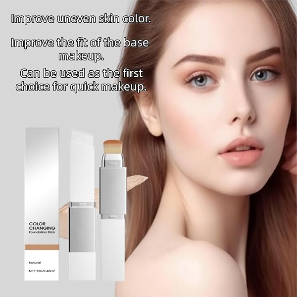 Fond de Teint Coréen,Fond de Teint Couvrant Imperfections,Fond de Teint Stick 2 en 1,Base De Maquillage Couvrante,Crème De Recouvrement Hydratante et Légère Avec Pinceau (Natural-1pc) - 5