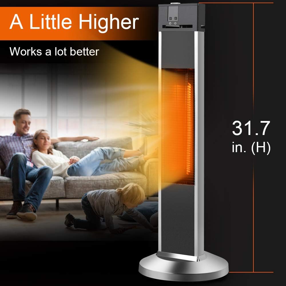 Patio Heater-Trustech Space Heater Infrared Heater w/Remote, 24 Timing Auto Shut Off Radiant Heater, 500/1000/1500W, Super Quiet 3s Instant Warm Vertical Electric Heater for Big Room Backyard : Patio, Lawn & Garden