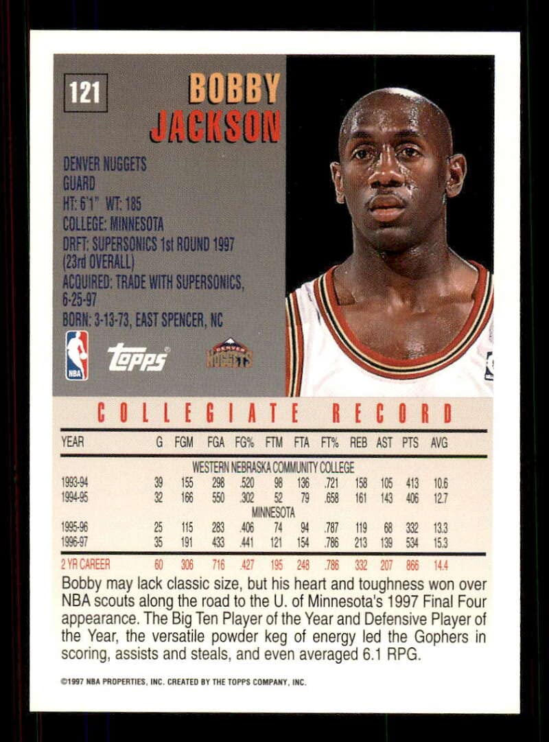 Amazon.com: 1997-98 Topps Series 2 Basketball #121 Bobby Jackson