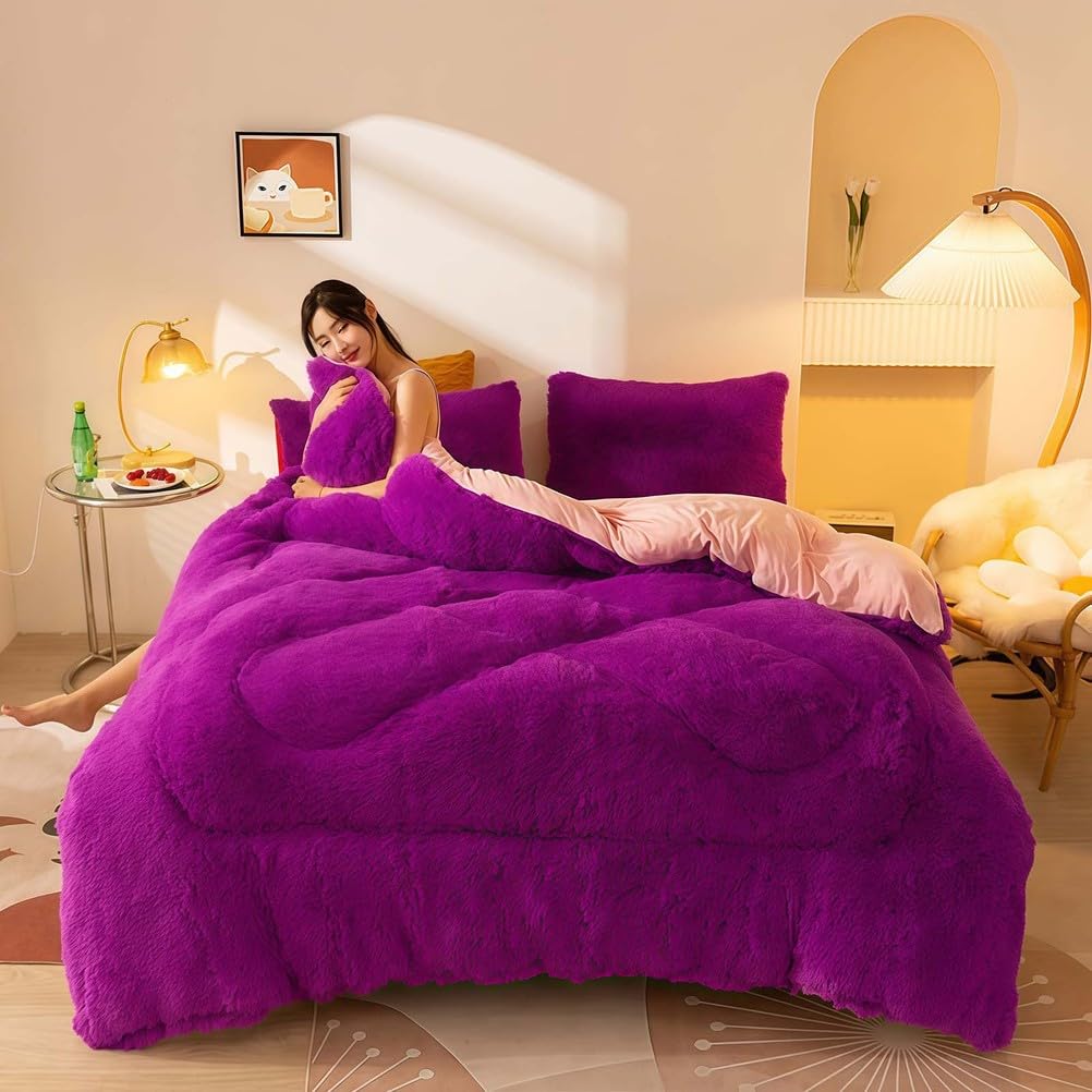 Couette d'hiver en microfibre et fausse fourrure pour lit douillet