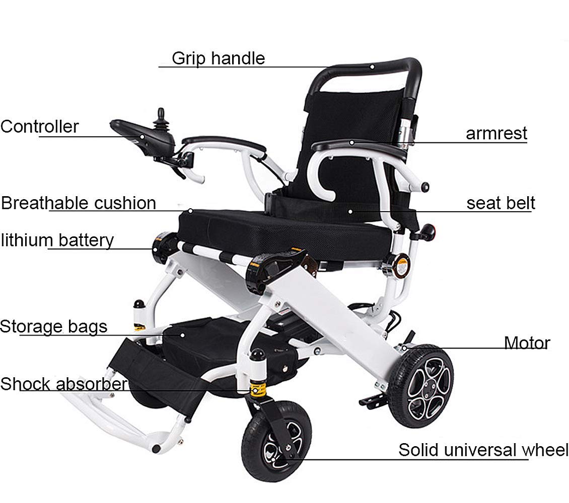 Sedia a rotelle Pieghevole Sedia a rotelle elettrica Sedia a rotelle Telaio in Alluminio 5513 Batteria al Litio Sedia a rotelle Portatile per disabili, A