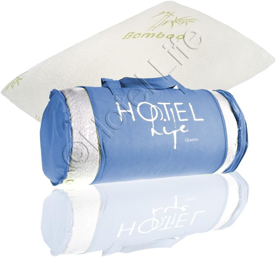 New Bamboo Memory Foam Pillow with Removable Cover by Hotel Life - Queen