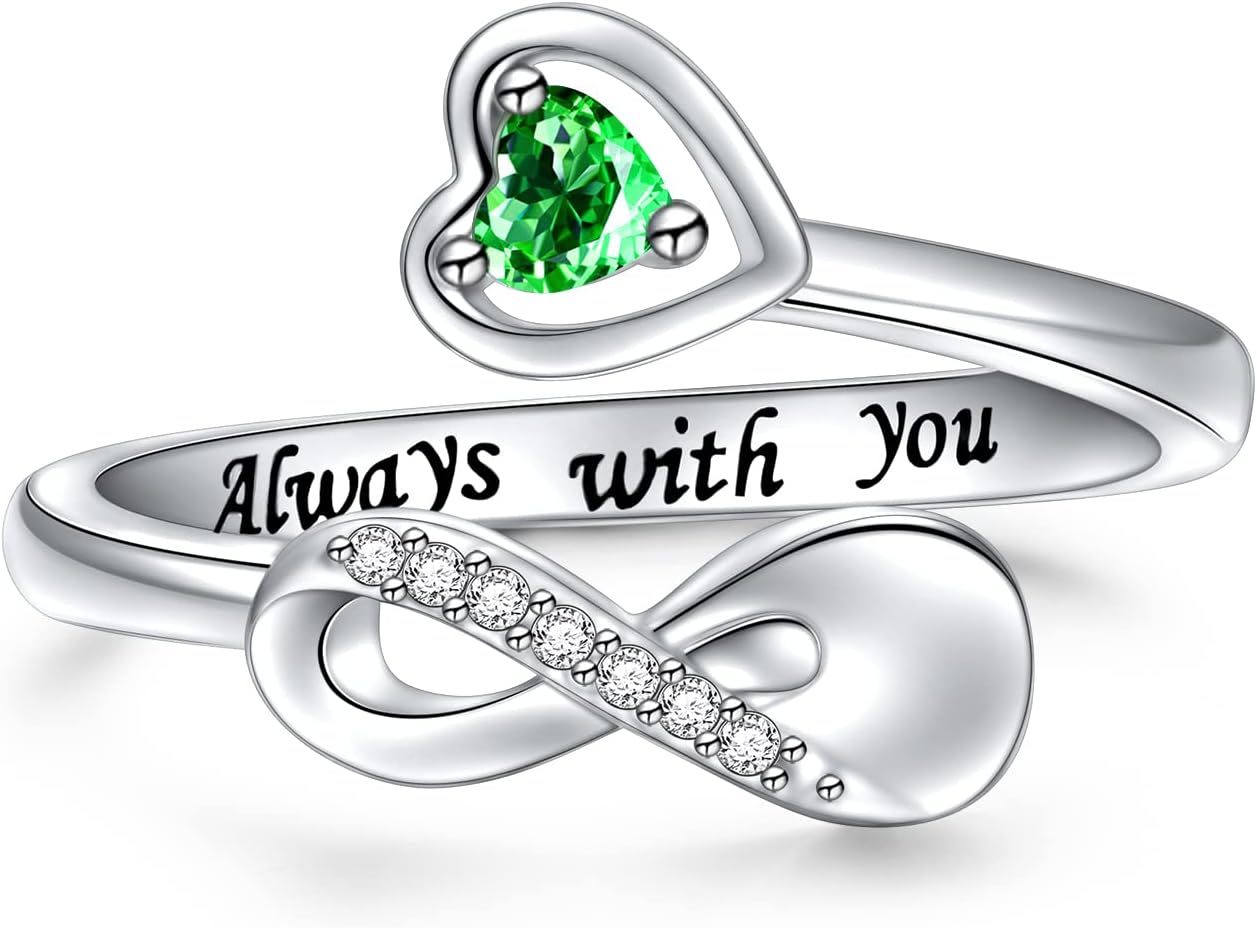 Cremation Ring for Ashes - Sterling Silver Infinity Mini Urn Ring Heart Shape Hold Loved Ones Ashes Always With You Keepsake Locket Rings for Human/Pet Ash Memorial Jewelry for Women