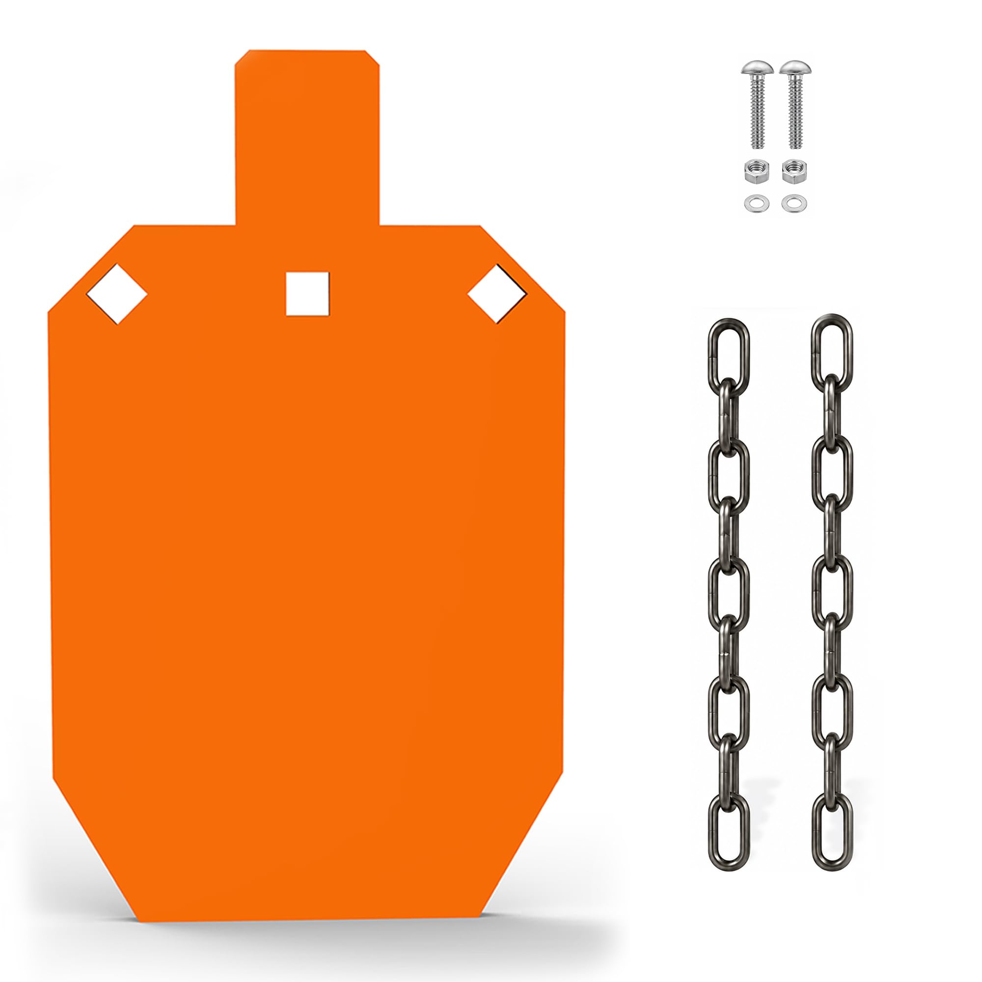 1/2" Thick 12x20 AR500 Steel Targets for Shooting Outdoor | Metal Gong Shooting Target, Add-on Metal Chains and Bolts, Neon Orange Color