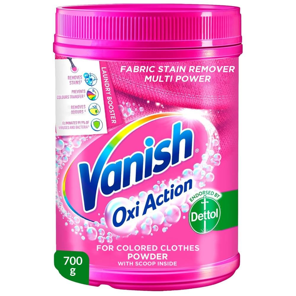 Laundry Stain Remover Oxi Action Powder for Colors & Whites, Can be Used With and Without Detergents, Additives & Fabric Softeners 700g