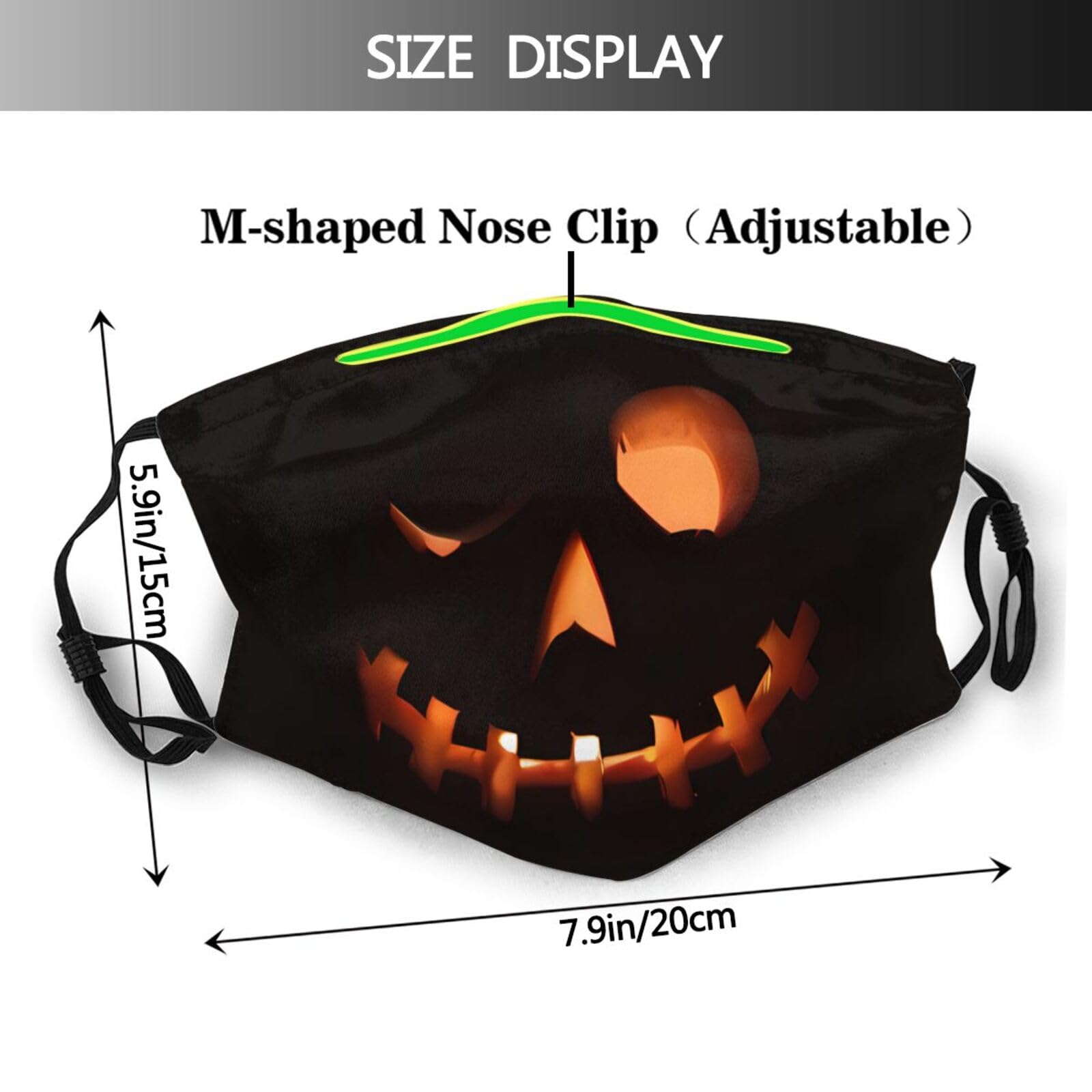 ENBBHZU Halloween Face Mask with 2 Filters, Funny Pumpkin Face Scary Smile Masks Washable Reusable Balaclava for Men Women