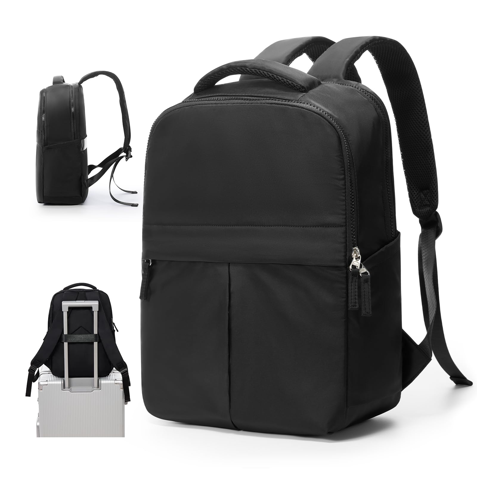 suratio Small Black Laptop Backpack for Women - 14 Inch Laptop Compartment, Lightweight Waterproof Travel Backpack for College, Work