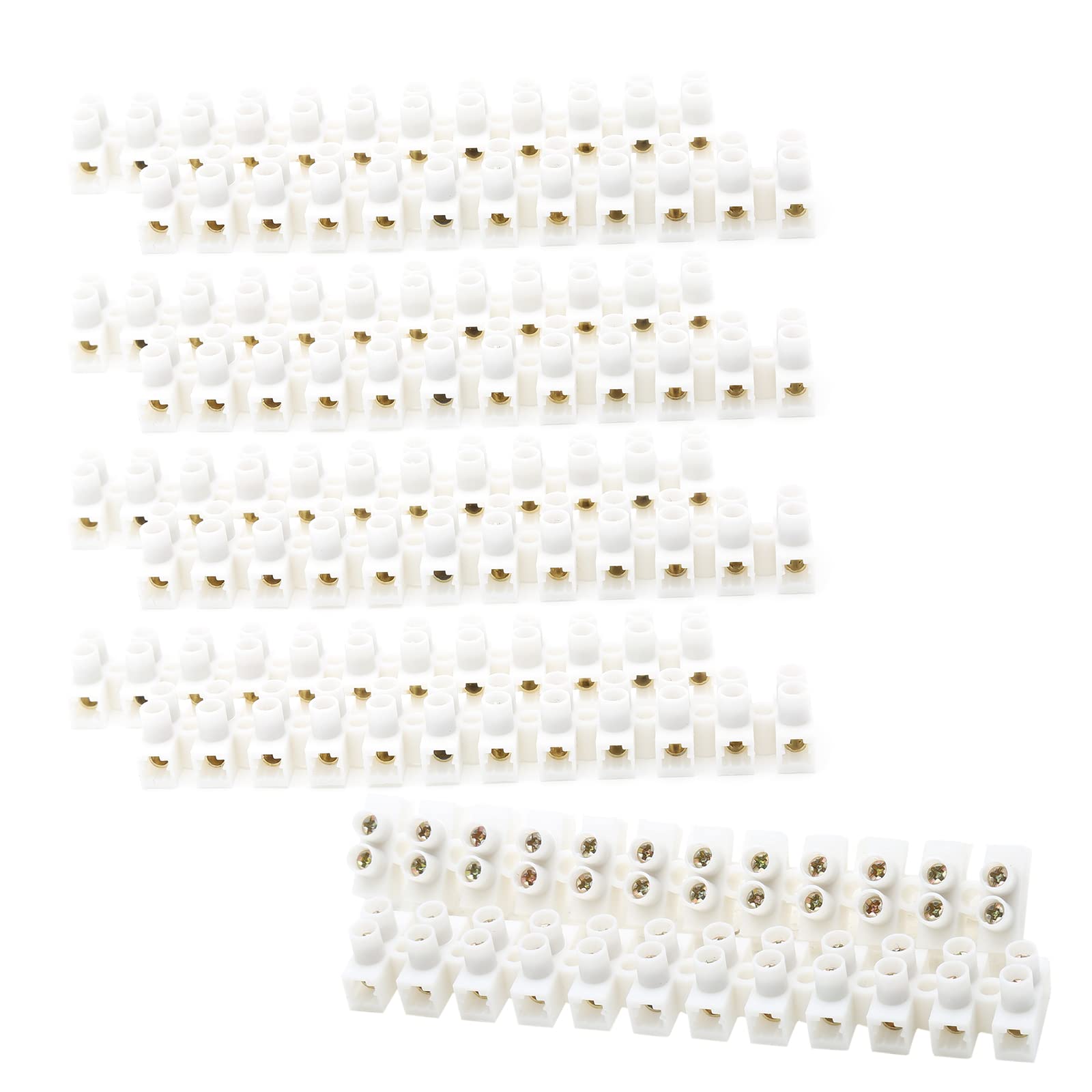 Litoexpe 10 Pcs Terminal Block White, Screw Terminal Connector