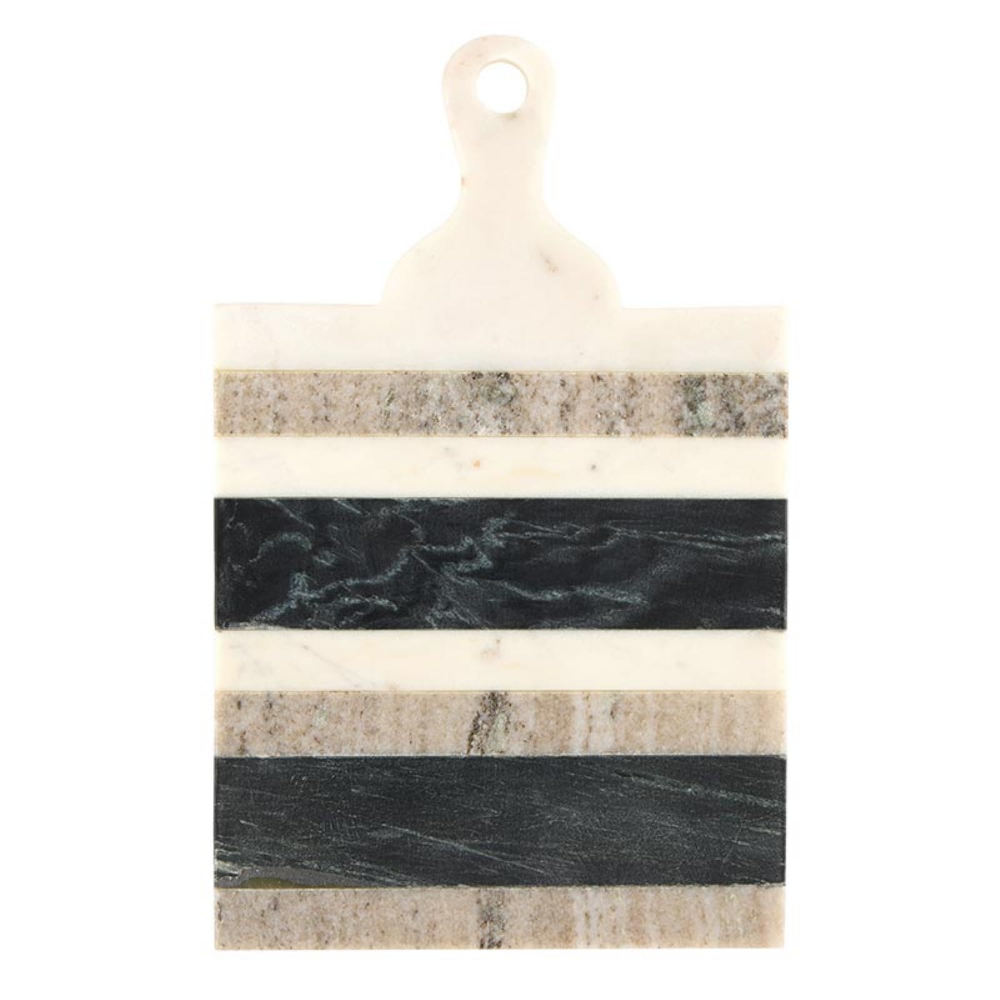 Photo 1 of Santa Barbara Design Studio Charcuterie Boards Marble Serving Board Tray for Cheese, Meat, and Fruit, 10.75" x 7", Black/White/Tan Stripes