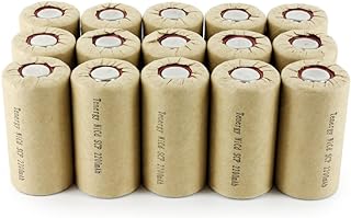 Tenergy NiCd SubC 2200mAh Paper Wrapped Rechargeable Battery Flat Top - 15 Pack