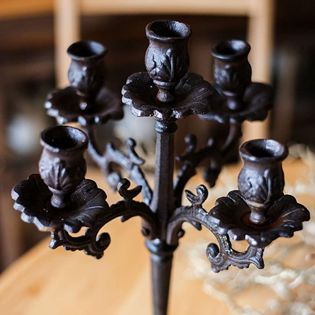 candle-holder Cast Iron Candlestick Table Decoration Candle Light Dinner Props Romantic Candlelight Retro Pastoral without Candles candlestick