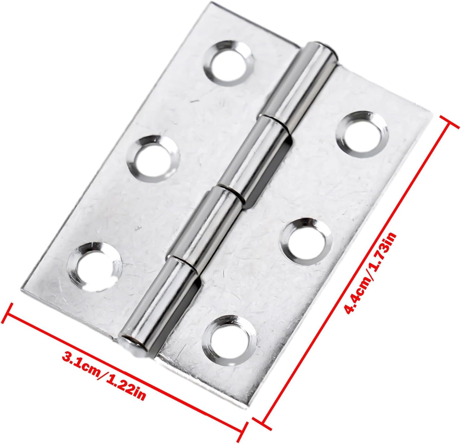 10-Pack Stainless Steel Ball Bearing Door Hinges, 4.4 x 3.1 cm Internal Butt Hinges for Wooden Entrance and Room Doors, Silver Finish