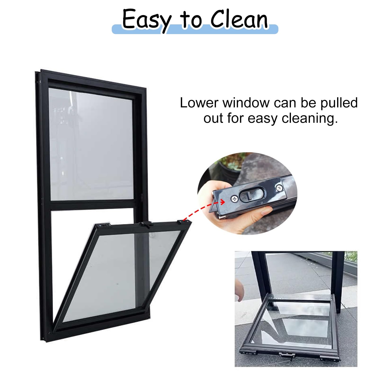 Ventanas Aluminio Ventanas de Reemplazo para Sótanos, Ventanas de Metal Ventilables para Cobertizos, Ventanas Corredizas para Cafeterías Escolares o de Comida Rápida, Ventanas Insonorizadas(Gray,70x90