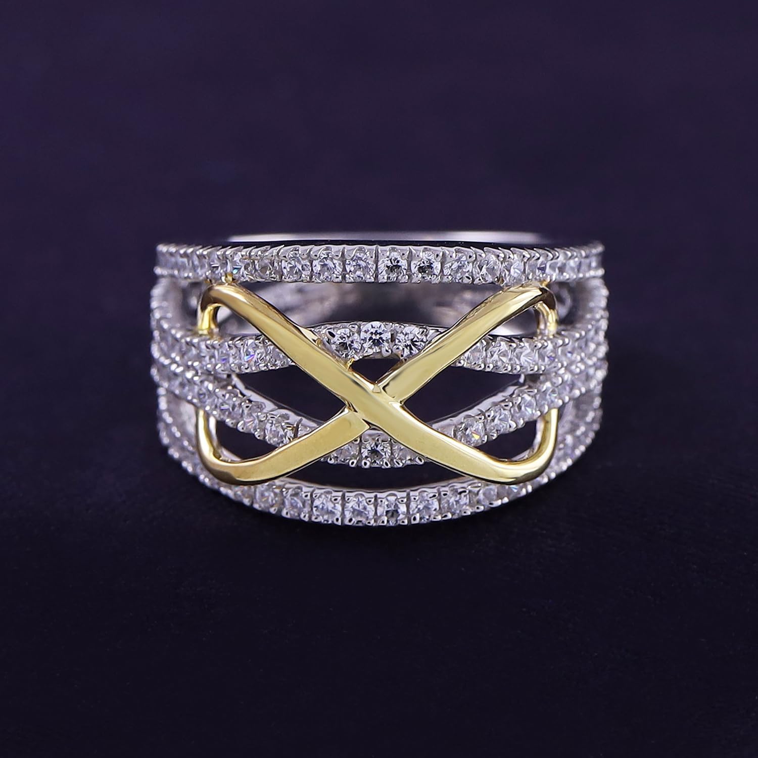 AFFY Two Tone 14k Gold Over Sterling Silver Infinity Engagement Wedding Ring with White Cubic Zirconia Jewelry Gift for Women