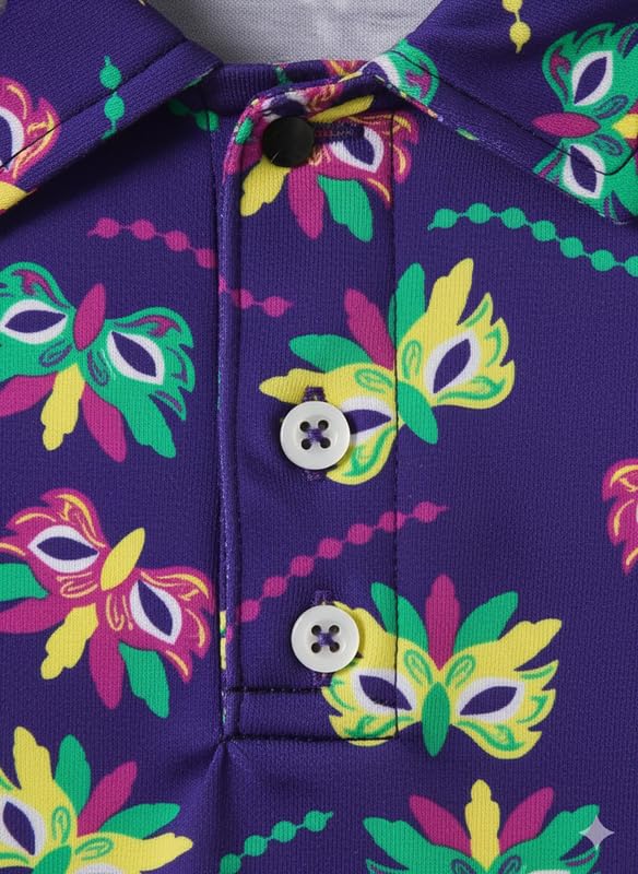 Image of Kids Easter Pattern Multi-Colored Printed Short Sleeve Button-Up Polo Shirt for Boy