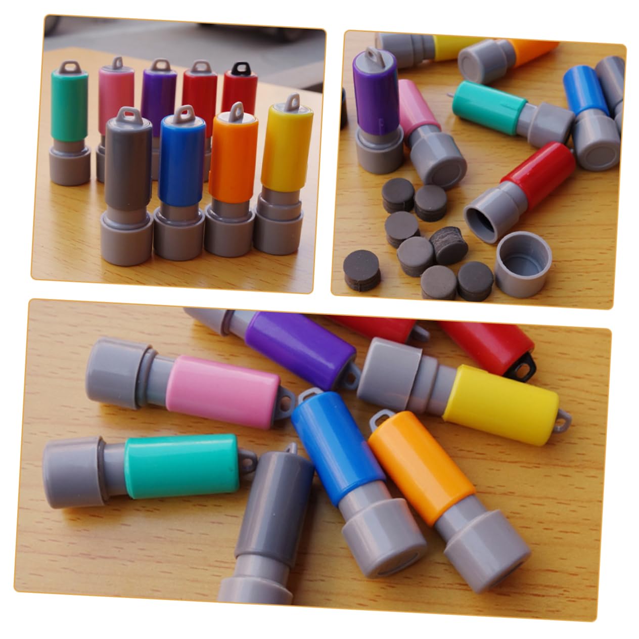 HOMSFOU 5 Sätze Gehäuse Versiegeln Mini-runddichtungen Tinte Einfärben Vergnügen Unterlage Groß Fall Farbtöne Werkzeug Siegelgehäuse Mit Stempelkissen Stempel Zubehör Plastik 10 Stück * 5