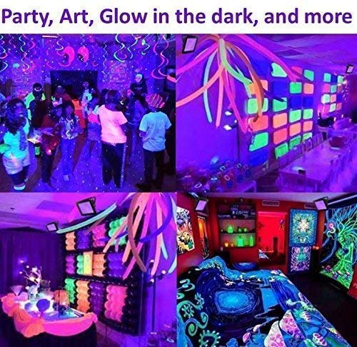 Image of UV LED Black Light, HouLight High Power 50W Balck Light LED Flood Light IP65-Waterproof (85V-265V AC) for Halloween, Blacklight Party, Neon Glow, Glow in the Dark, Birthdays, Blacklights, Curing