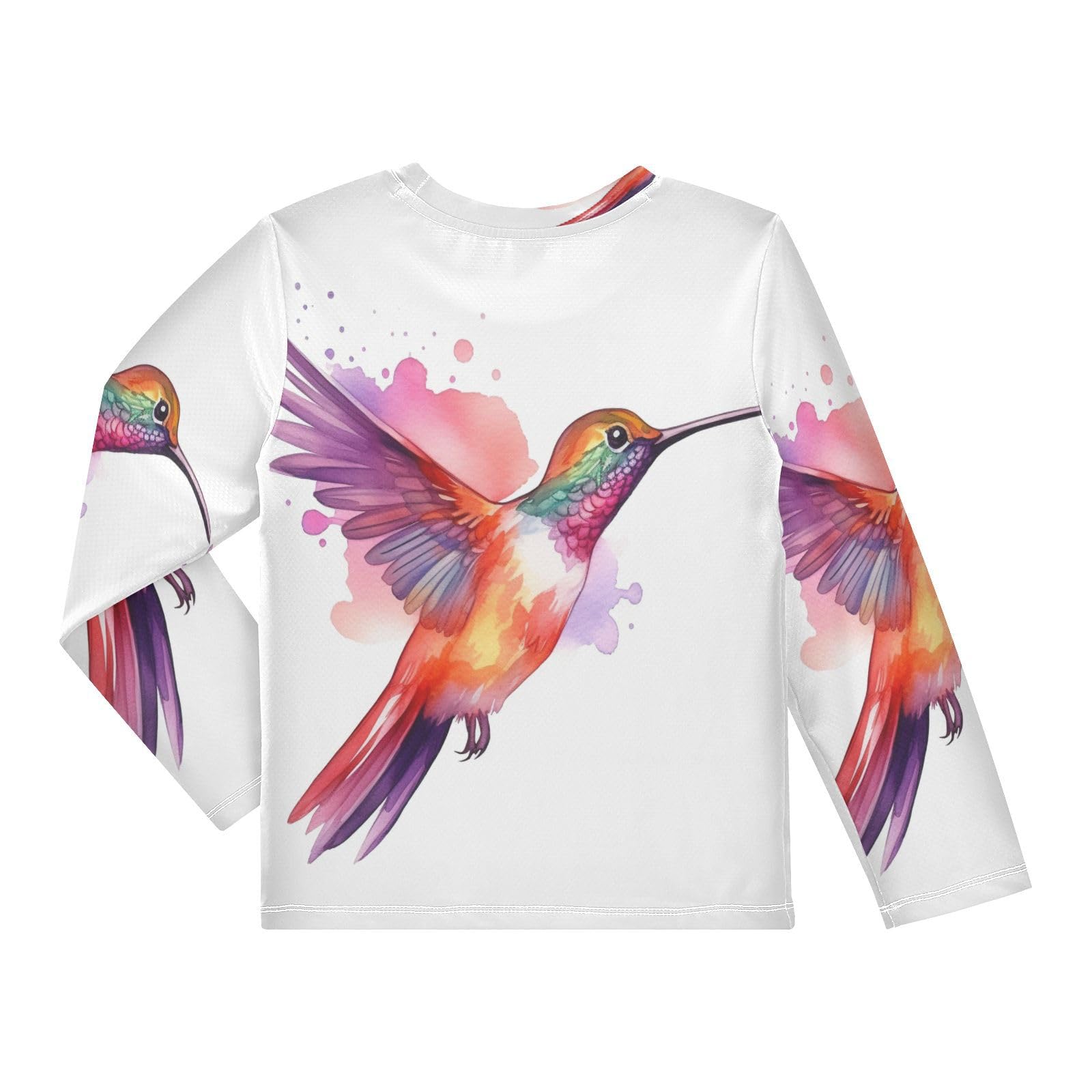 Boys Rash Guard Swim Shirt Long Sleeve UPF+ 50 Sun Shirts Quick Dry Shirt Colorful Hummingbird for Toddler Kids